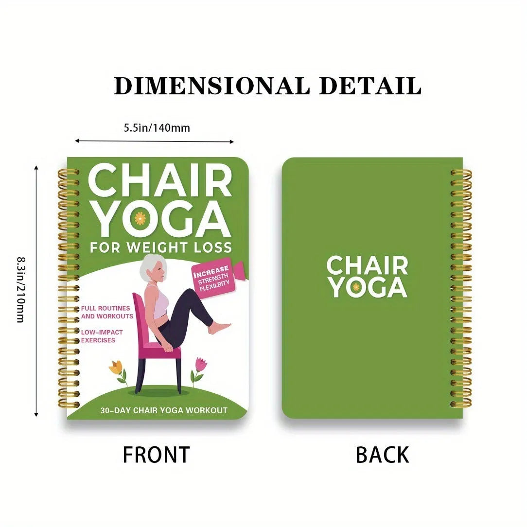 Green 30 days chair yoga training notebook with coil binding