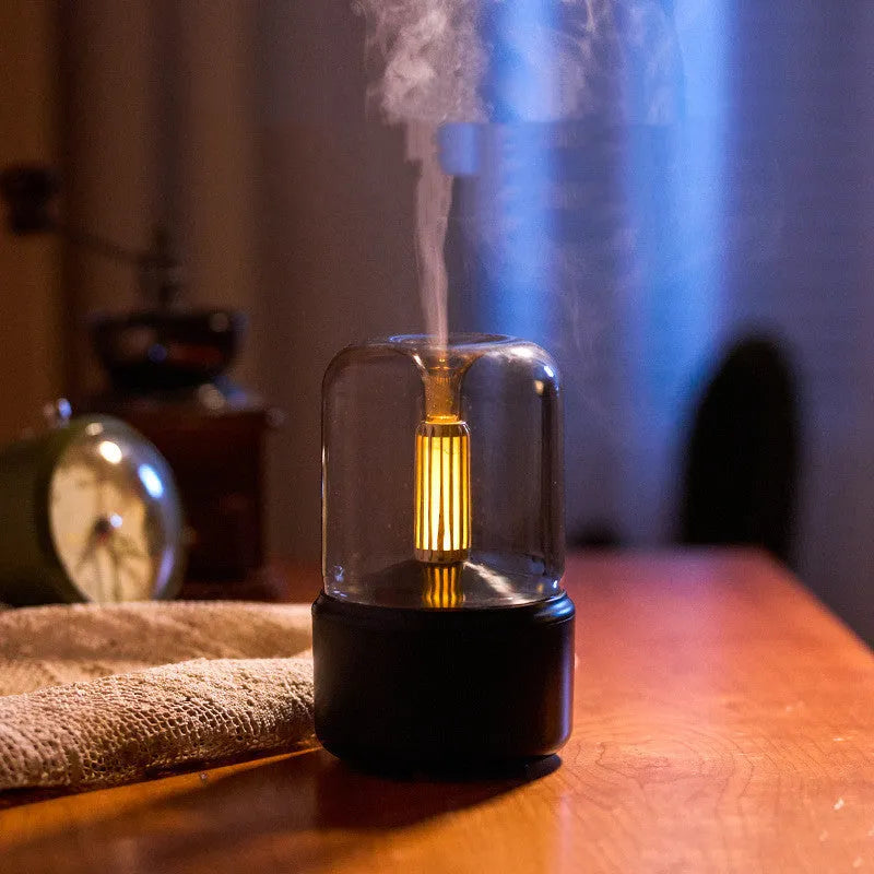 Candlelight aroma diffuser 120ml USB air humidifier with LED night light in beige