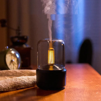 Candlelight aroma diffuser 120ml USB air humidifier with LED night light in beige
