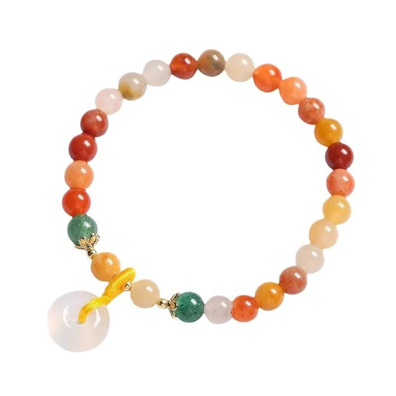 Handmade natural gemstone bracelet with safety buckle and peace clasp beads in Chinese style