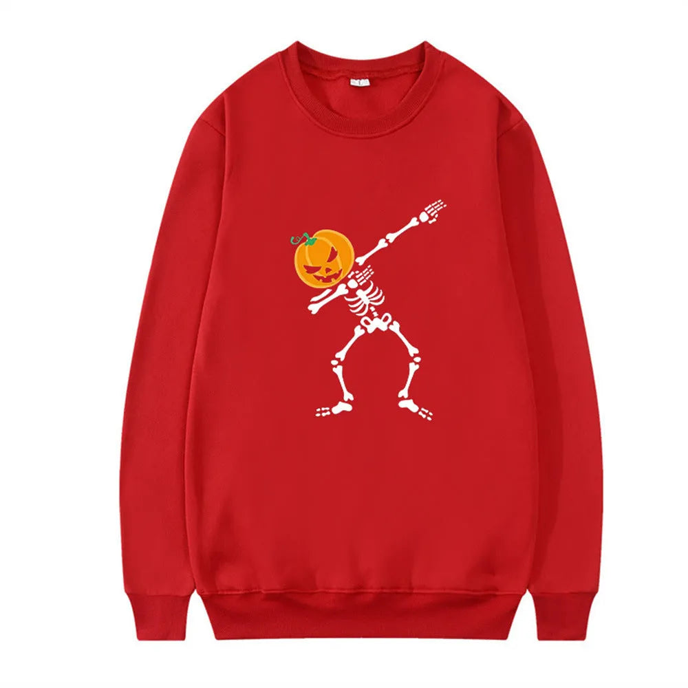Women's printed crew neck long-sleeve top in cotton-polyester blend fabric for autumn and winter wear