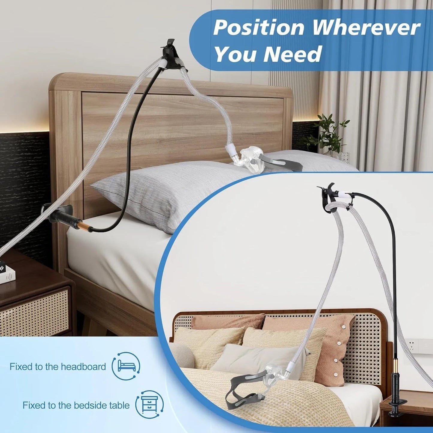 Aluminium alloy and ABS ventilator hose bracket measuring 95cm for oxygen tube support