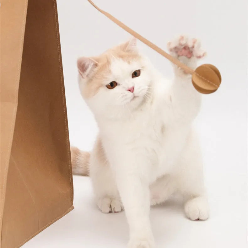 Brown washable kraft paper cat nest with integrated scratch board, dimensions 40x30x53cm.