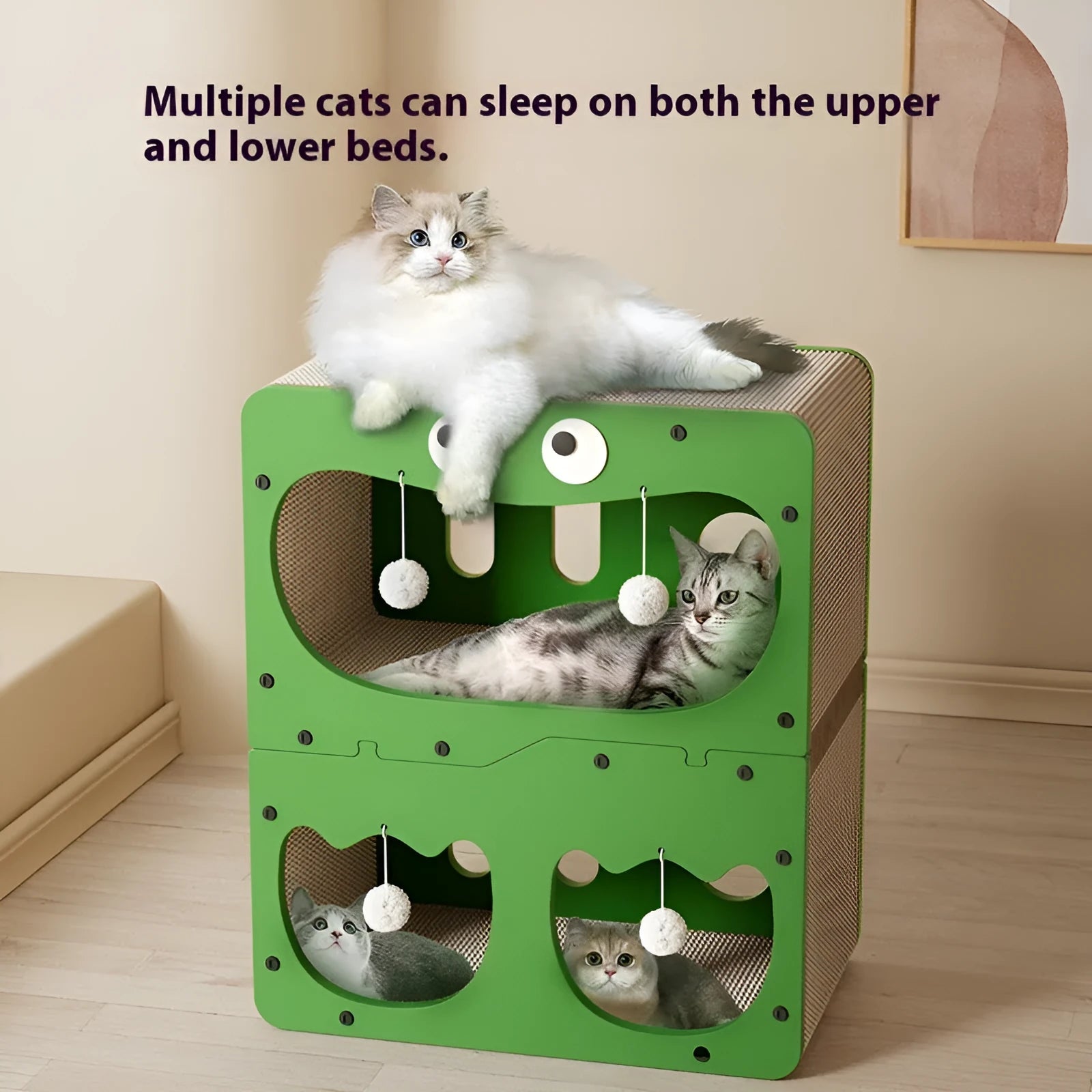Double layer cat scratching board nest with cat head and owl design options