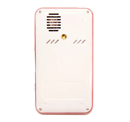 White and rose gold M6S miniature portable Android projector showing compact dimensions next to smartphone for scale