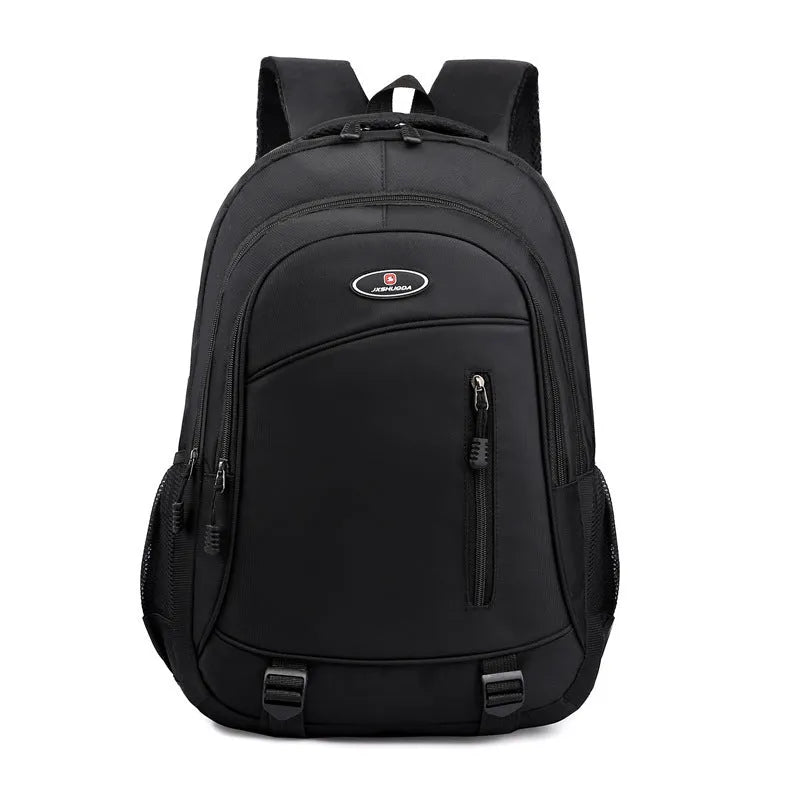 Waterproof nylon school backpack with airpillow straps in black, red, blue, or grey colours