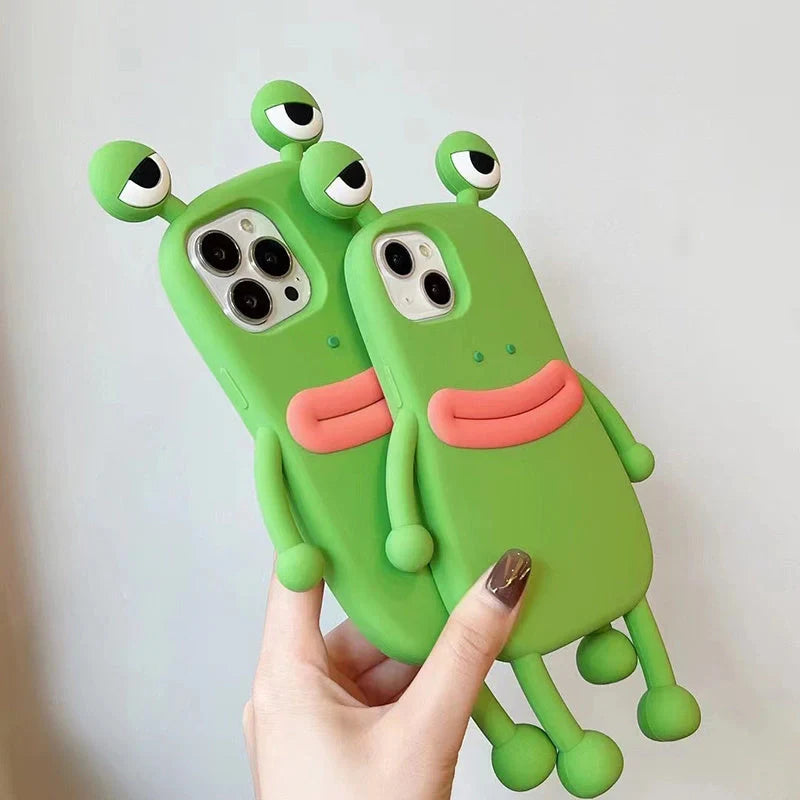 Cartoon Cute Shockproof Bumper Cover for iPhone with 3D frog design