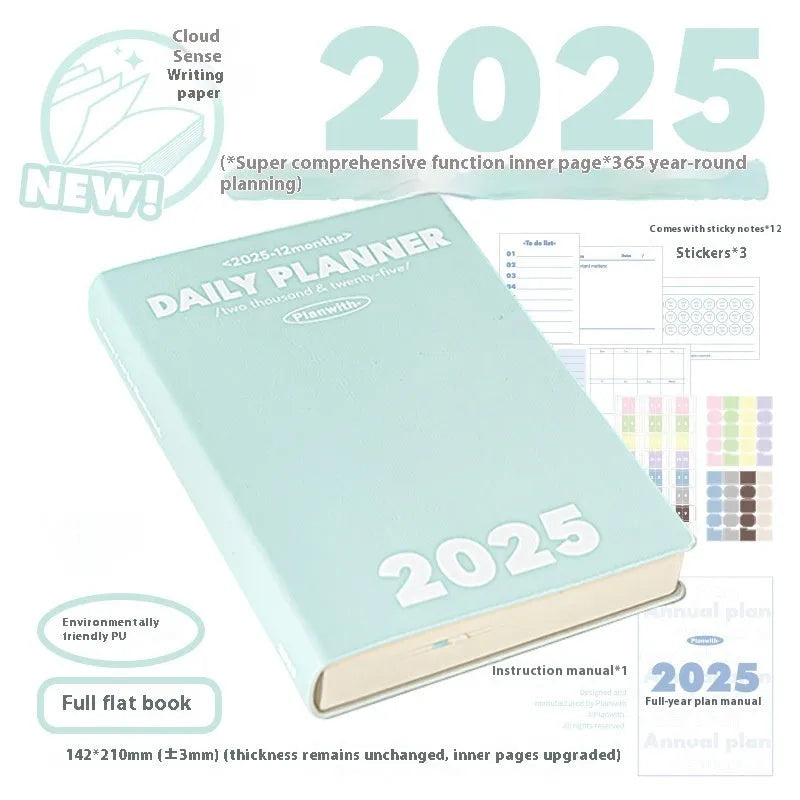 Waterproof postgraduate entrance exam notebook with PU cover in mint green colour showing writing paper interior