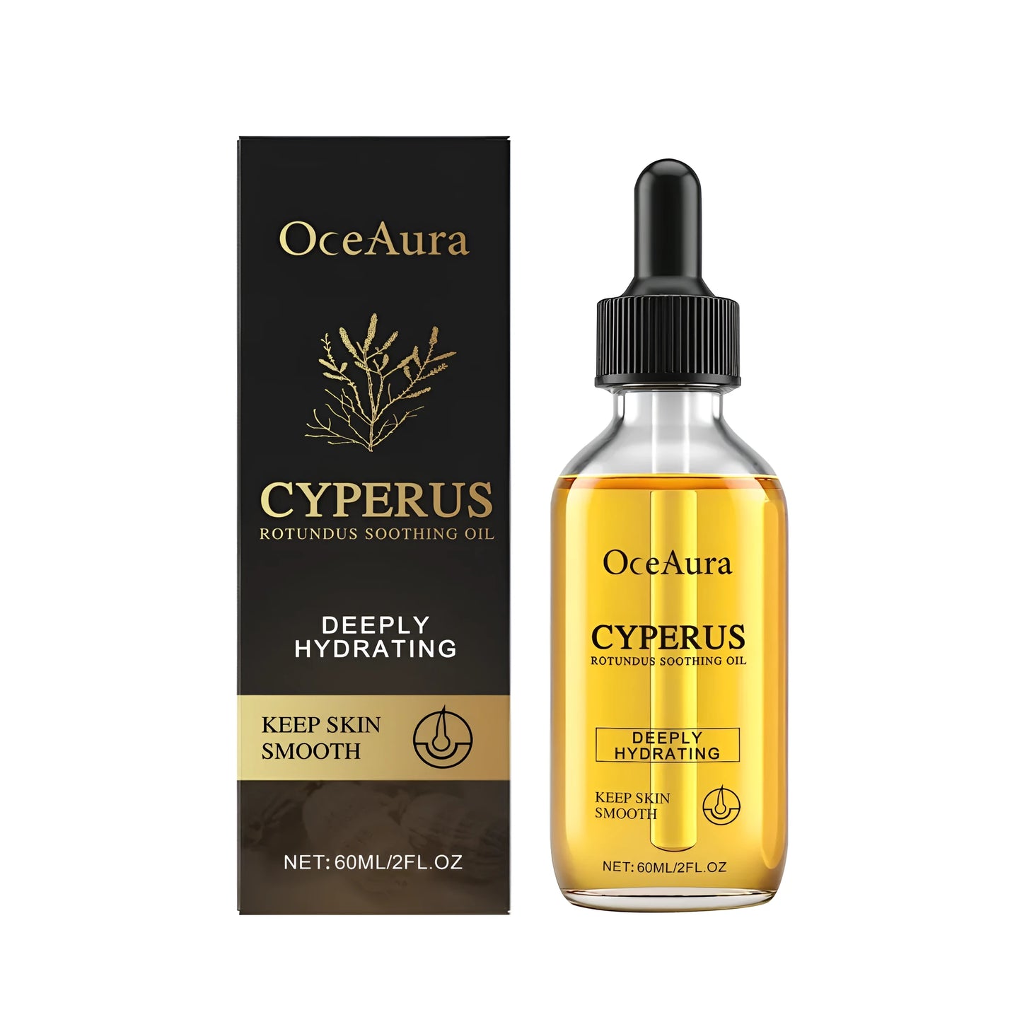 60ml bottle of Cyperus Rotundus Soothing Oil for hair removal and skincare