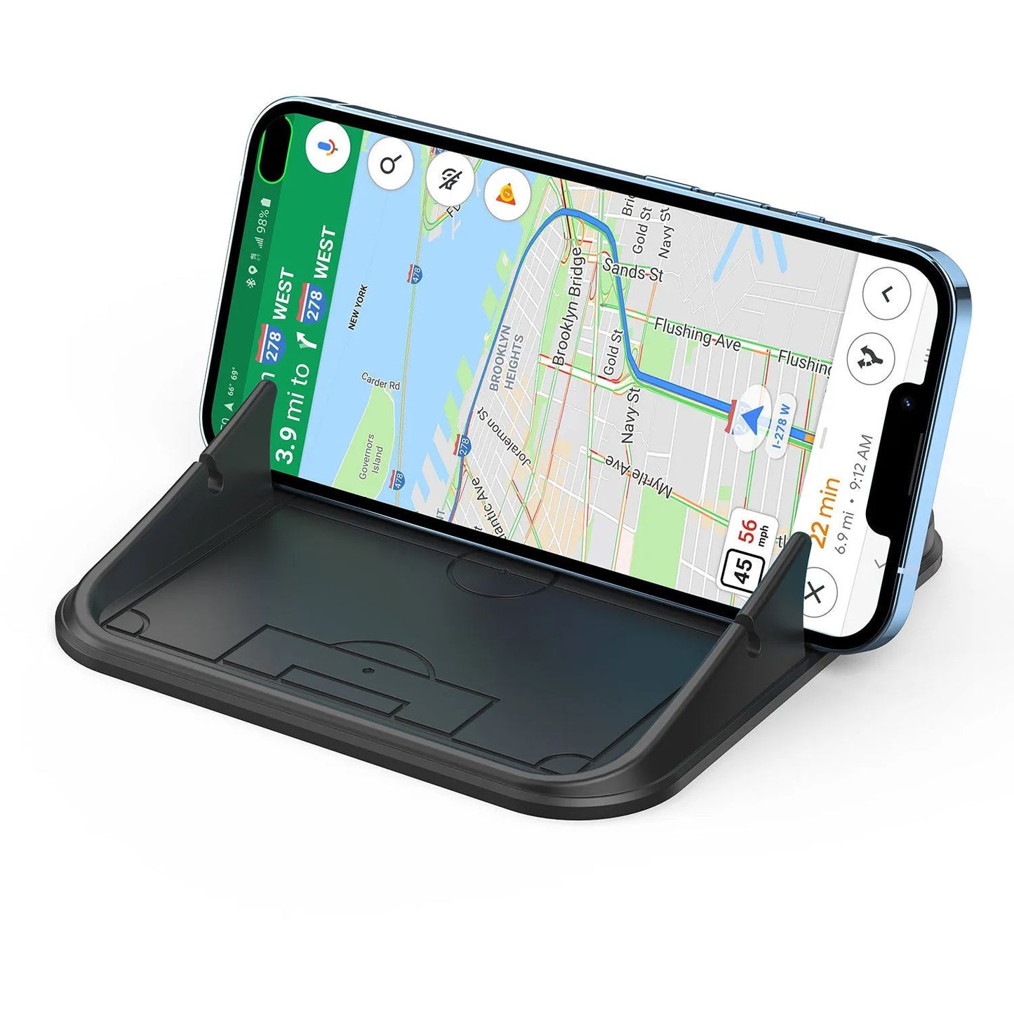 Silicone automobile phone holder with adhesive dashboard mount in X5 colour