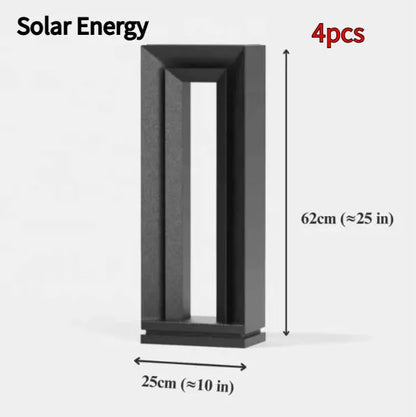 Square geometric garden lamp with abstract design in stainless steel acrylic, 62cm tall