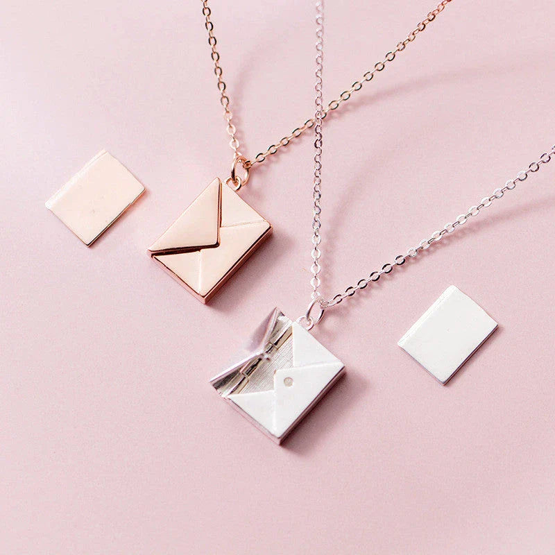 Stylish envelope pendant necklace made of premium titanium steel, with adjustable length and versatile design for any occasion
