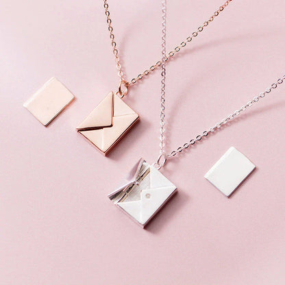 Stylish envelope pendant necklace made of premium titanium steel, with adjustable length and versatile design for any occasion