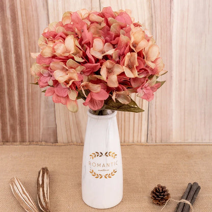 36cm artificial hydrangea branch with 16cm flower heads in coffee brown colour