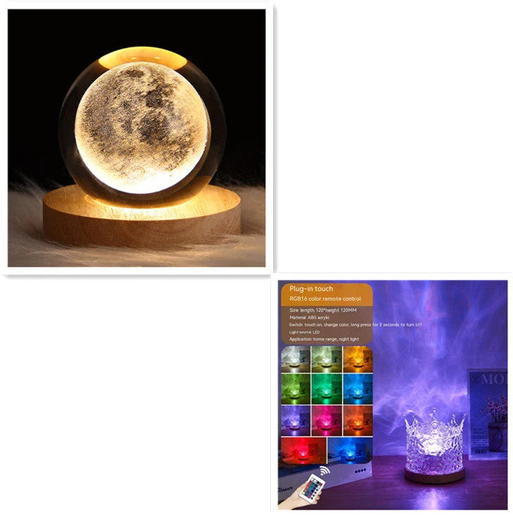 A USB-powered table lamp with a mesmerizing water ripple effect, providing a tranquil and soothing ambiance for any living space.