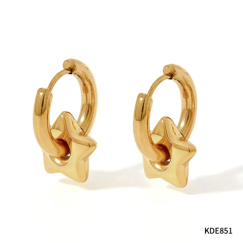 Elegant stainless steel earrings with a glossy finish, showcasing a variety of geometric shapes and colours to complement any British-inspired fashion