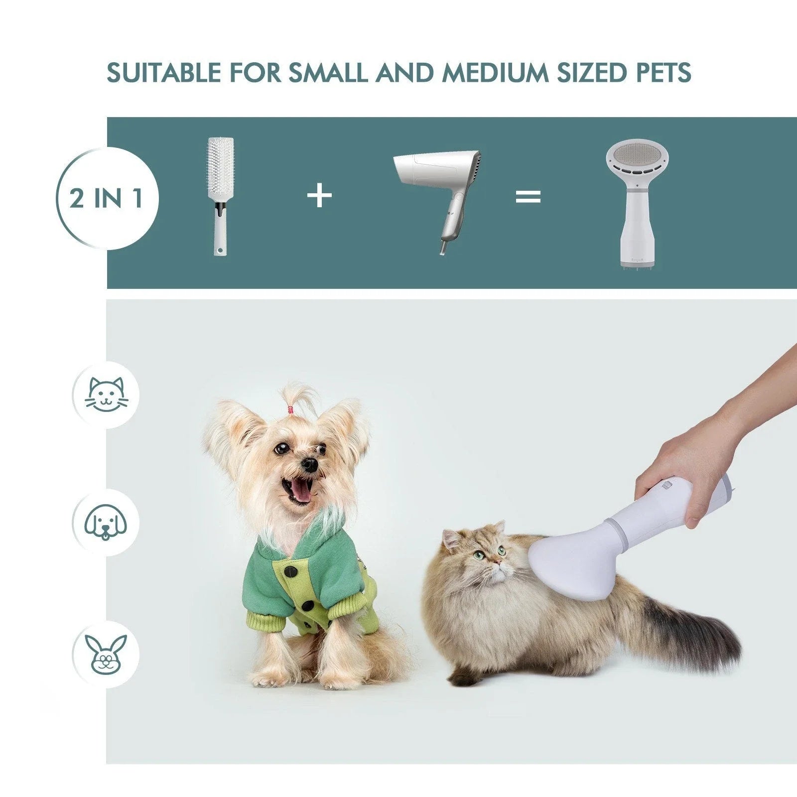 Premium Grooming System: Quiet Dog Hair Dryer with Slicker Brush for Efficient and Comfortable Pet Grooming