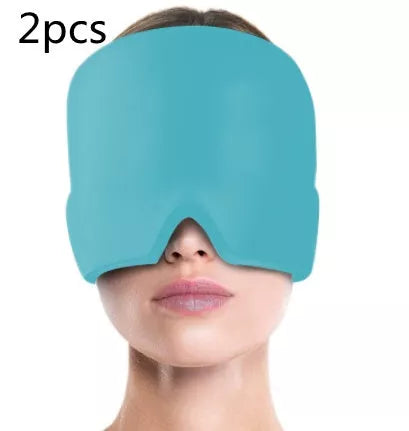 Ice Compress Headache Relief Hat in black and pink, offering 360-degree cold therapy for migraines and stress