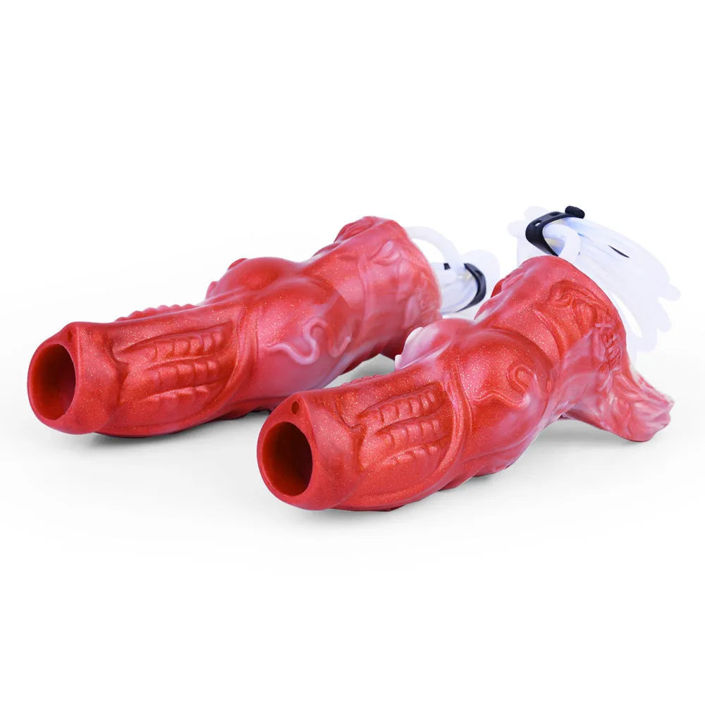 Water spray silicone exotic condom adult toy with syringe and scrotum ring in two size options