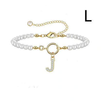 2024 Fashion Toggle Clasp Initial Bracelet with 6mm Pearl