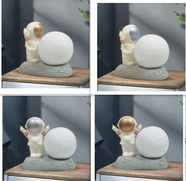 Astronaut-shaped night lamp with colour-changing LED and detachable design