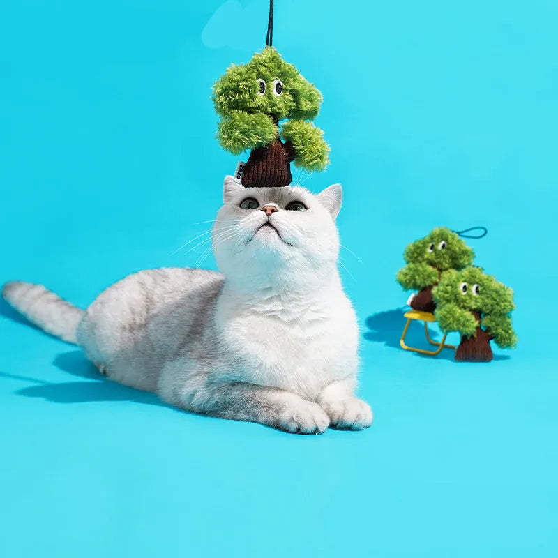 Pine tree cat mint toy bag pendant with grinding surface for biting