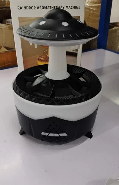 Relaxing cloud-shaped humidifier with raindrop sound, essential oil diffusion, and colorful lighting