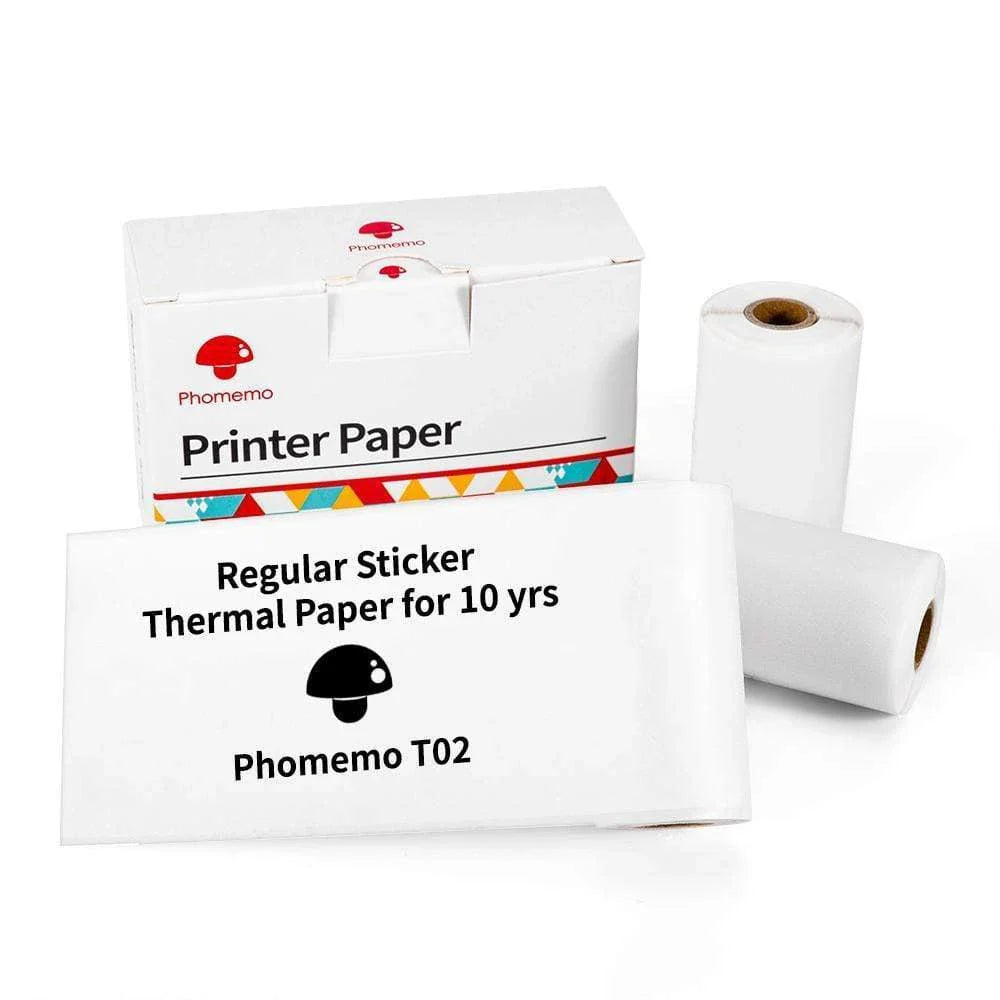 Compact Bluetooth-enabled thermal label printer in white, pink, and green colors with various label options