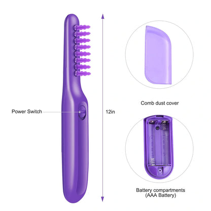 Purple Electric Detangling Brush with oscillating teeth for gentle hair care
