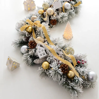 135cm European Style rattan Christmas wall hanging decoration in golden red, leaf golden, or rose pink colour variations