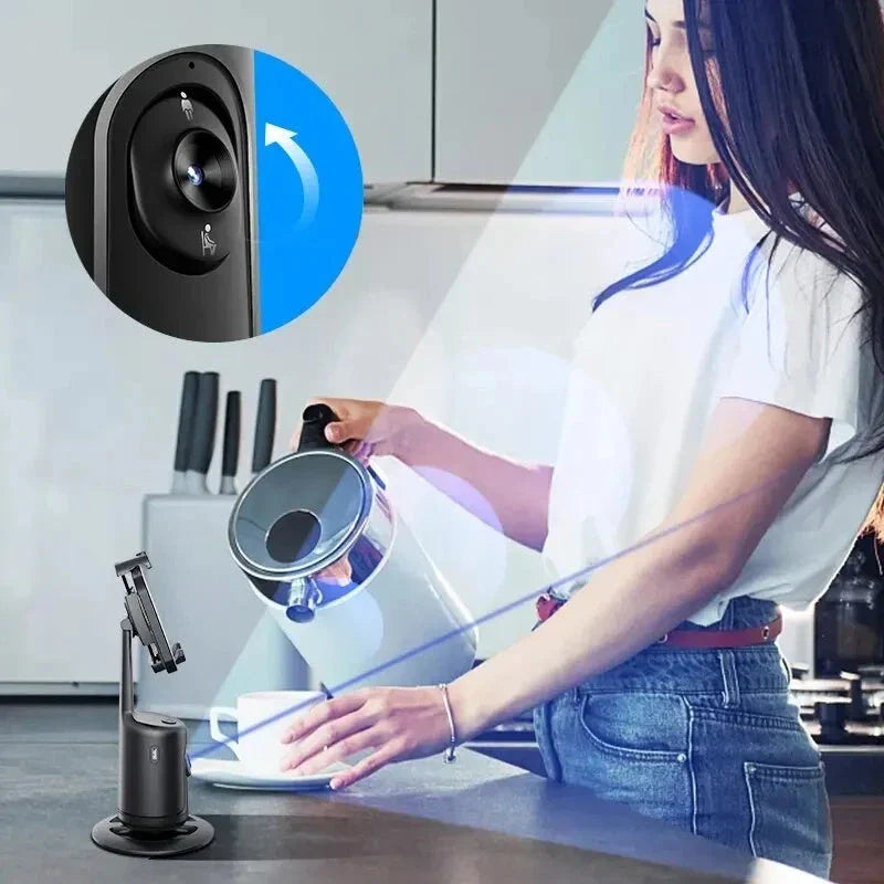360 degree auto face tracking smartphone gimbal stabilizer with AI smart tracking and tripod for vlogging, live streaming, and video recording