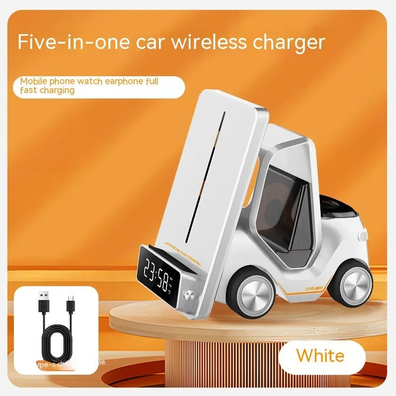 15W three-device wireless charging bracket in grey colour with compact 150x146x75mm dimensions