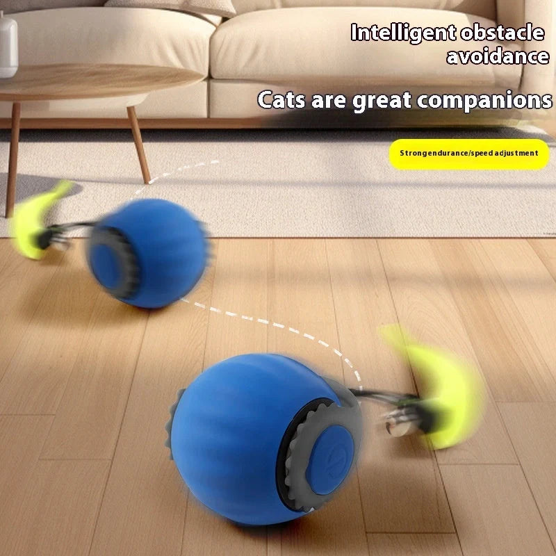 Gravity-activated cat toy ball with automatic motion for endless feline fun