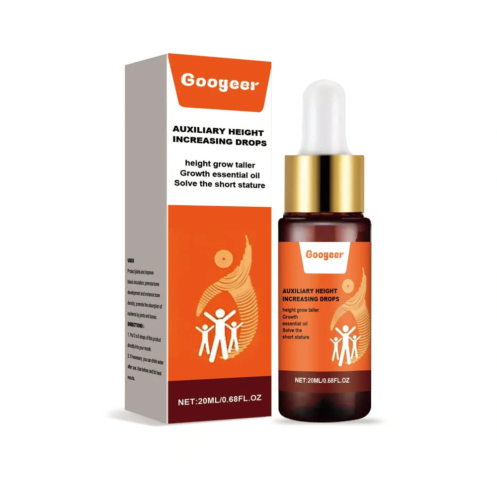 Googeer Auxiliary Height Increasing Drops 20ml bottle with peppermint extract and vitamin B1