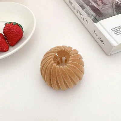 Velvet bird's nest hair ring hairpin in various colors for high ponytails