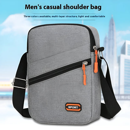 Ultra-light Oxford cloth commuter crossbody bag in solid colour with contrast stitching.