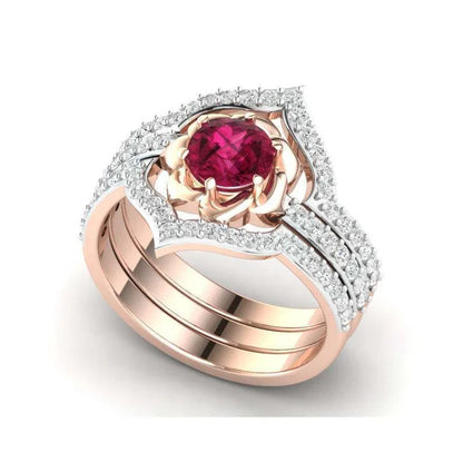 Exquisite rose gold flower ring with intricate floral design, perfect for anniversaries and weddings