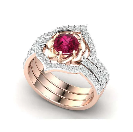 Exquisite rose gold flower ring with intricate floral design, perfect for anniversaries and weddings