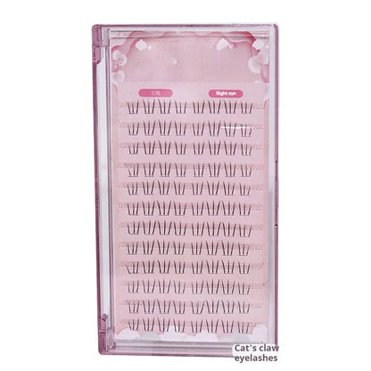 Natural long, pointed tail false eyelashes with 12-row kitten's paw lower lash design in 4mm, 5mm, and 6mm lengths.