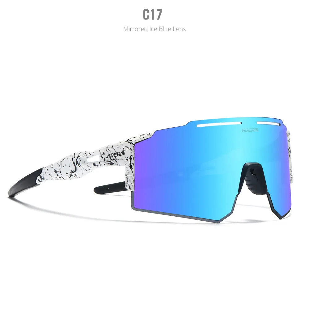 Polarised cycling sunglasses with frameless TR90 lightweight frame in sports design for athletic activities