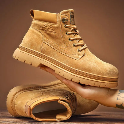 Men's retro British style shoes with pigskin lining and rubber sole, yellow or brown, sizes 39-49