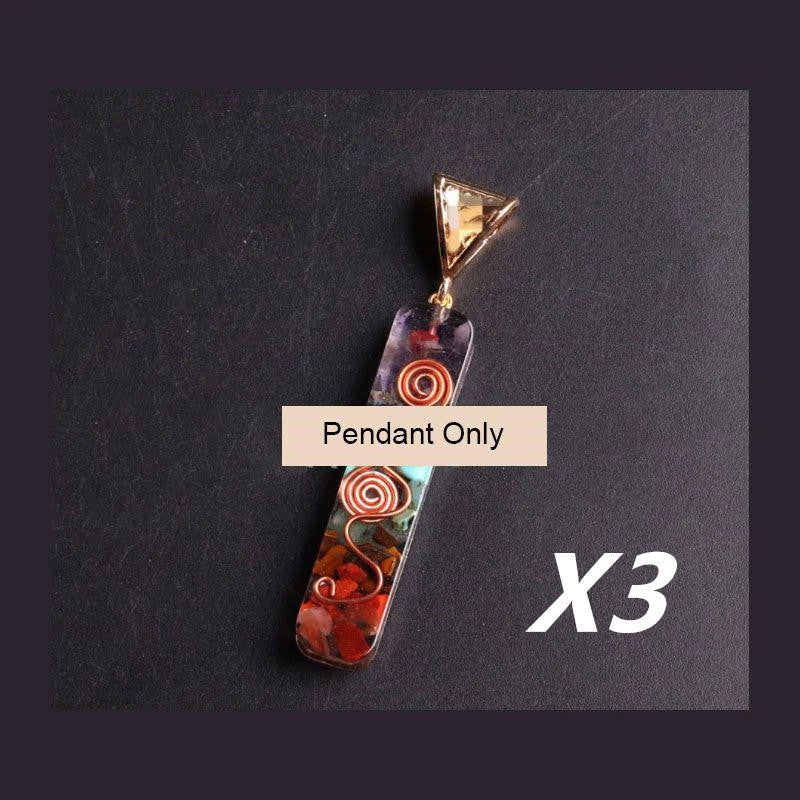 Handcrafted natural crystal seven chakra pendant with unique geometric design