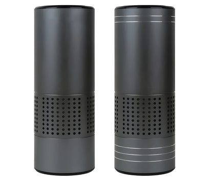 A7 aluminium alloy car air purifier with display showing air quality, temperature, and humidity readings.