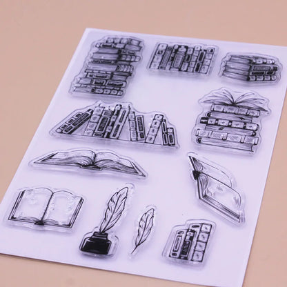 Transparent silicone stamp with self-adhesive backing measuring 11cm by 16cm for craft projects