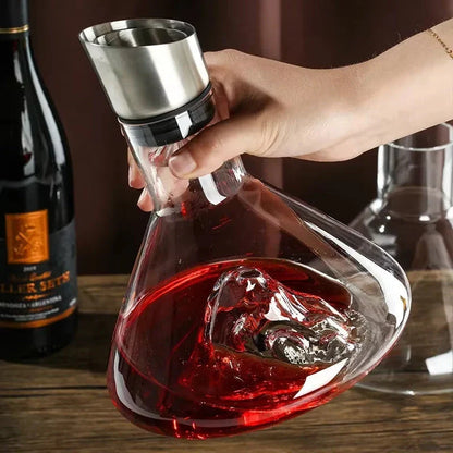 Elegant lead-free crystal glass wine decanter with iceberg-inspired design, enhancing the flavor and aroma of your favorite wines