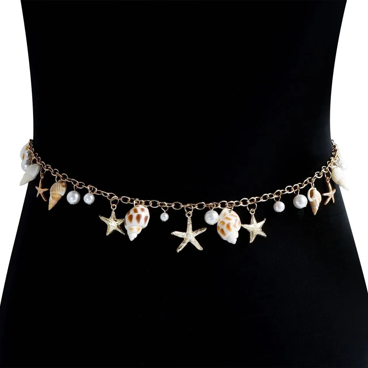Women's alloy waist chain and matching bracelet with star design for beach jewellery
