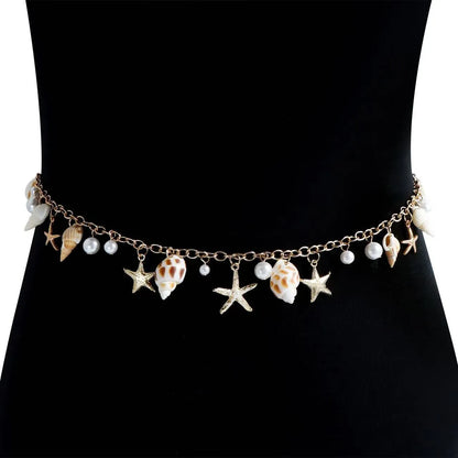 Women's alloy waist chain and matching bracelet with star design for beach jewellery