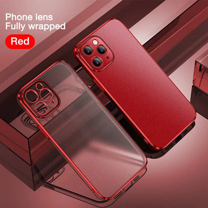 Rubik's Cube straight edge frosted iPhone 12 case in multiple colour options showing front and back views