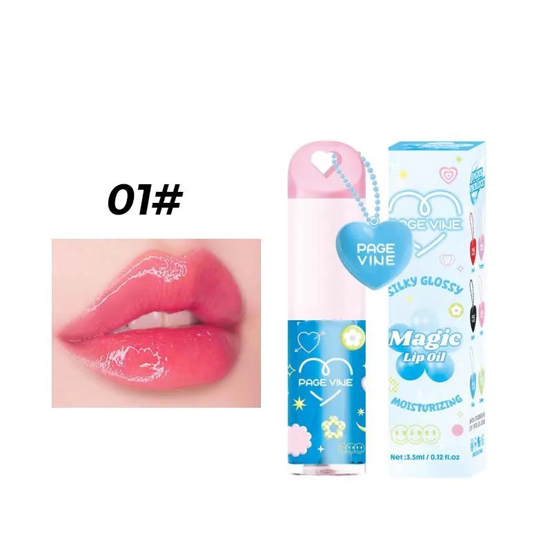 Colour-changing lip gloss with love pendant charm on applicator, from the Princess series.