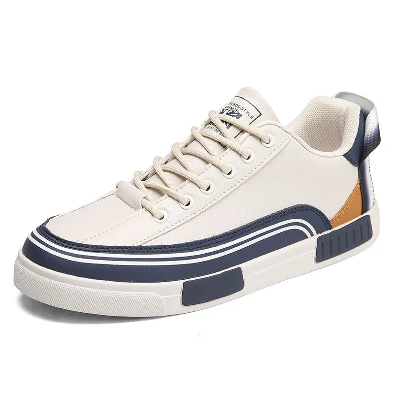 Men's casual canvas shoes with mesh panels in beige, white and green Milan colour
